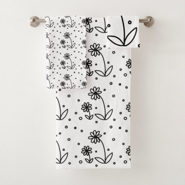 Conjunto De Toalhas Pontos e Visitas 2 - Preto e Branco (Insitu)