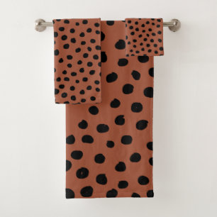 Conjunto De Toalhas Pontos Impressos do Leopardo Rust Terracotta Cheet