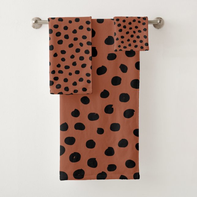 Conjunto De Toalhas Pontos Impressos do Leopardo Rust Terracotta Cheet (Insitu)