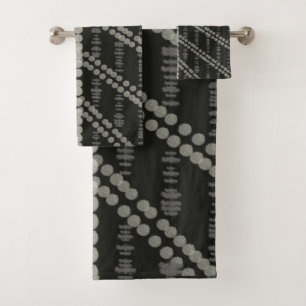 Conjunto De Toalhas Pontos Manchados Cinzentos Diagonais Horizontais V