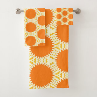Conjunto De Toalhas Pontos Modernos Laranja
