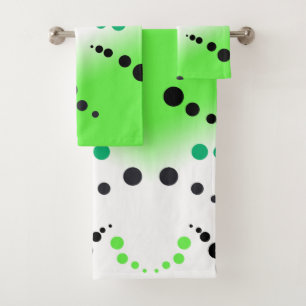Conjunto De Toalhas Pontos negros verdes e crus Abstrato Art