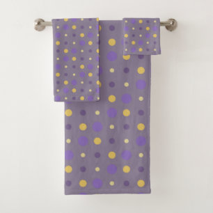 Conjunto De Toalhas Pontos roxos e amarelos