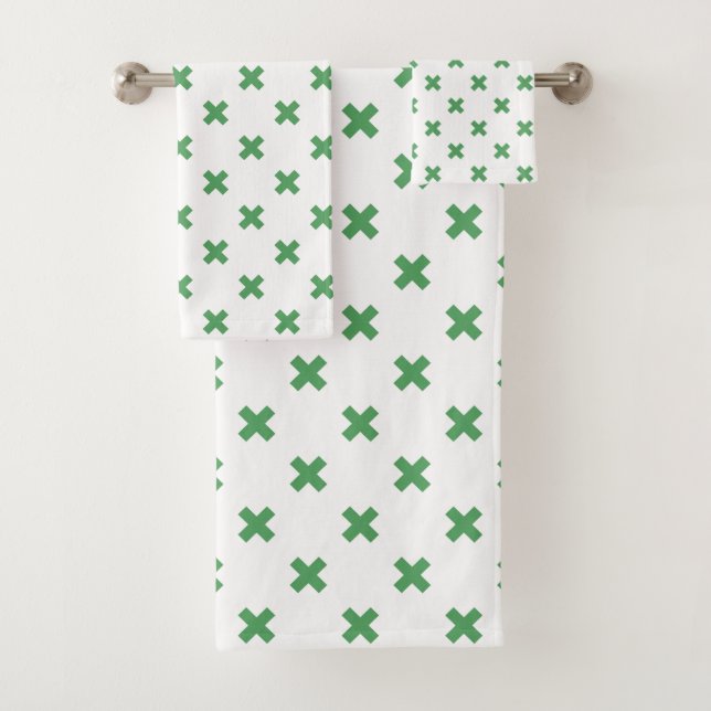 Conjunto De Toalhas Pontos verdes cruzados em branco (Insitu)