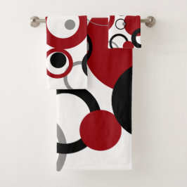 Conjunto De Toalhas Pontos vermelhos, Cinzas e pretos