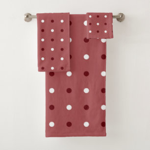Conjunto De Toalhas Pontos Vermelhos e Brancos Rosados