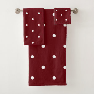 Conjunto De Toalhas Pontos Vermelhos e Brancos Rosados