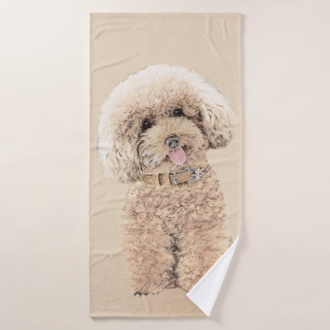 Conjunto De Toalhas Poodle Miniature Toy Apricot Cream Brown Dog Art (Toalha de Banho)
