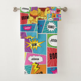 Conjunto De Toalhas Pop de Arte Personalizada do Livro Quadrado Colori