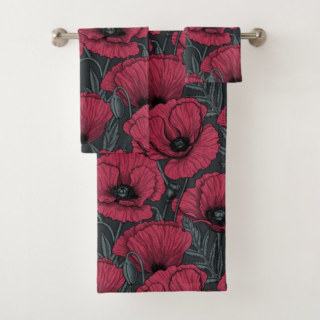 Conjunto De Toalhas Poppies em Viva Magenta (Insitu)