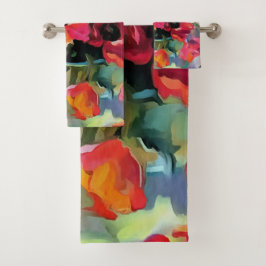 Conjunto De Toalhas Poppies Num Vaso De Vidro