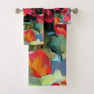 Conjunto De Toalhas Poppies Num Vaso De Vidro