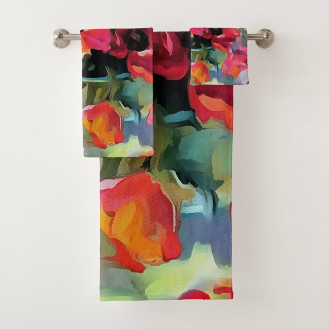 Conjunto De Toalhas Poppies Num Vaso De Vidro (Insitu)