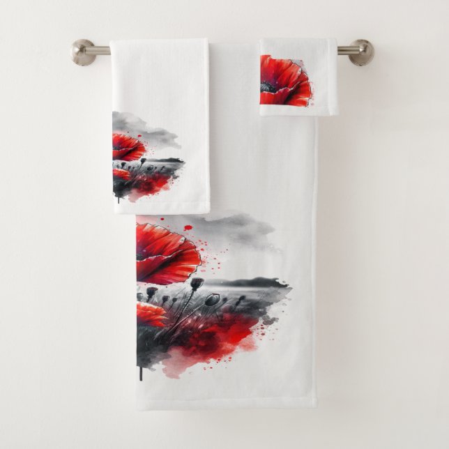 Conjunto De Toalhas "Poppies vermelhos" (Insitu)