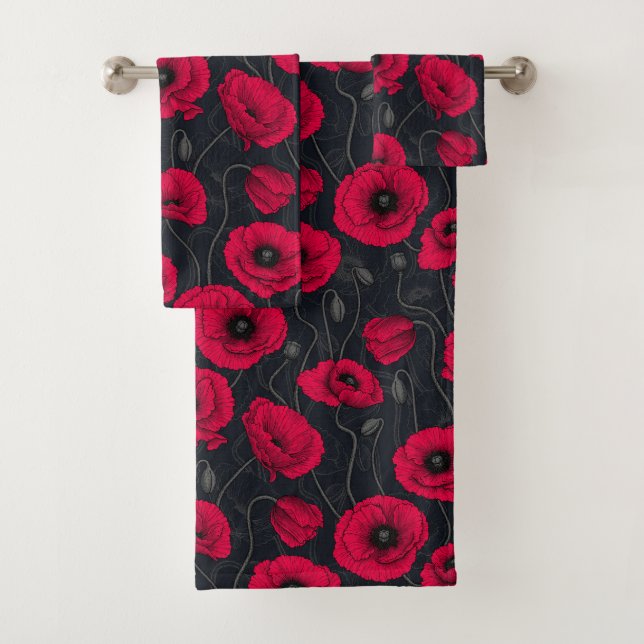 Conjunto De Toalhas Poppies vermelhos (Insitu)