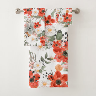 Conjunto De Toalhas Poppies vermelhos
