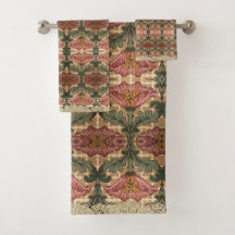 Poppy Art Nouveau Boho Floral Towel