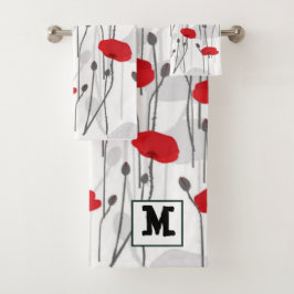 Conjunto De Toalhas Poppy flower gift botanical pretty monogram