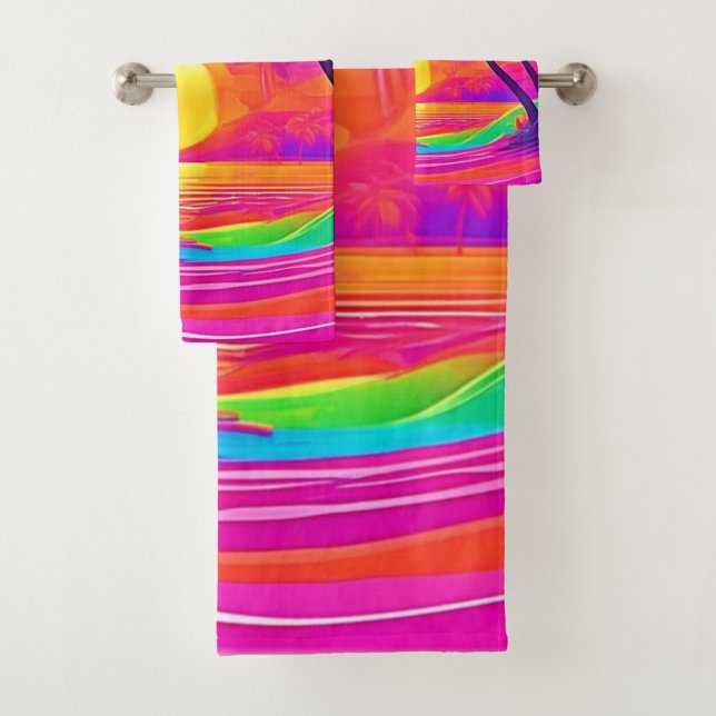 Conjunto De Toalhas Pôr do Sol Azul e Laranja (Insitu)