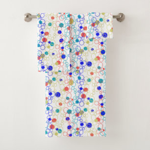Conjunto De Toalhas Portas dos círculos do Verde limão Azul Aqua Coral