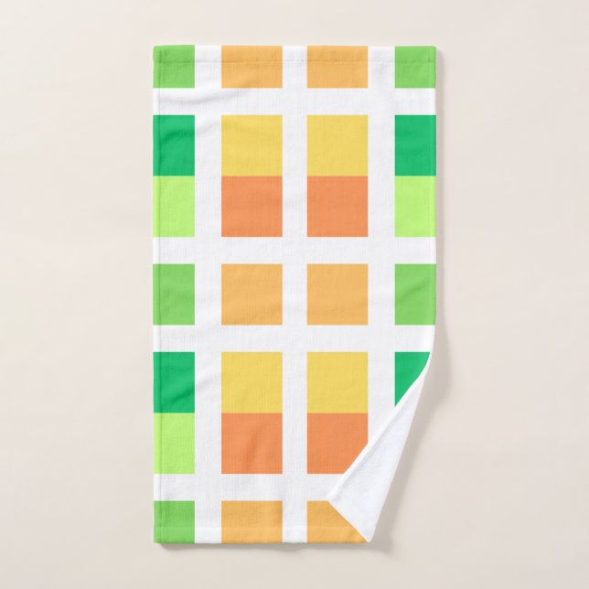 Conjunto De Toalhas Praças Mínimas Amarelas Verdes (Toalha de mão)