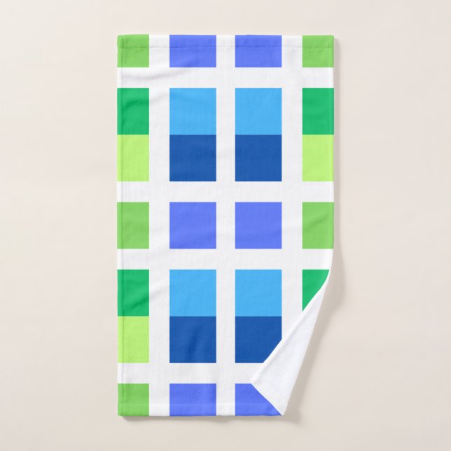 Conjunto De Toalhas Praças Mínimas Azul e Verde (Toalha de mão)