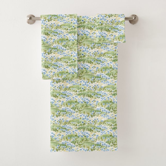 Conjunto De Toalhas Prado de Flores Azuis (Insitu)