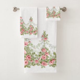 Conjunto De Toalhas Prados de Rosas Vitorianos Rosa Elegante