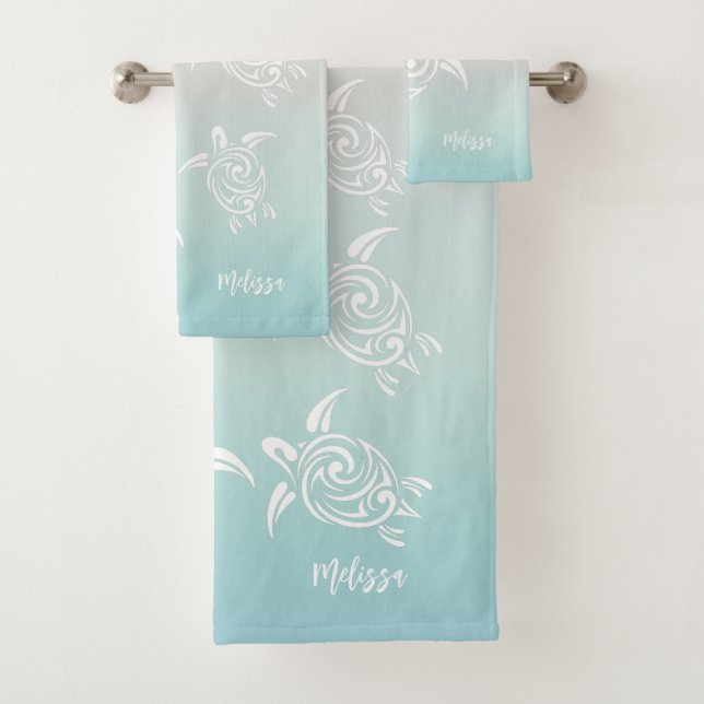 Conjunto De Toalhas Praia de Tartarugas Brancas Temática (Insitu)
