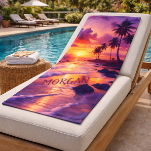 Conjunto De Toalhas Praia Personalizada do Pôr do Sol Tropical – Costa