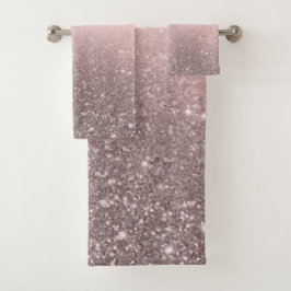 Conjunto De Toalhas Prata e Rosa Bege Brilho Cintilante Glamour Femini