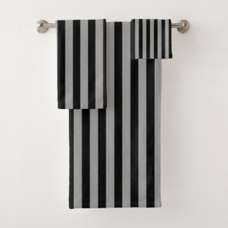 Conjunto De Toalhas Prata vertical e listras pretas