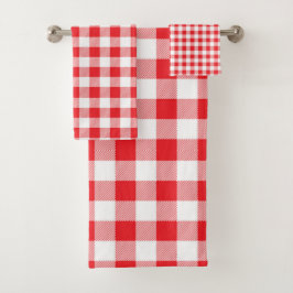 Conjunto De Toalhas Premium Stylish Red and White Checkered