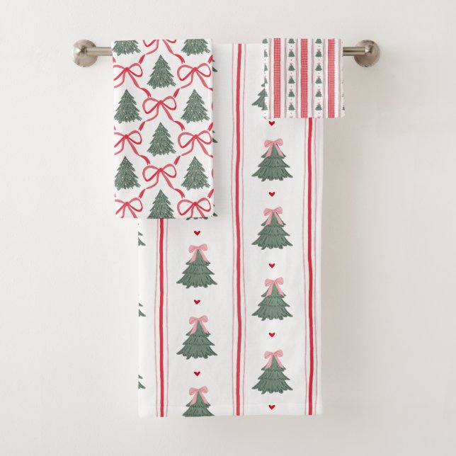 Conjunto De Toalhas Preppy Christmas Gingham Bow  (Insitu)