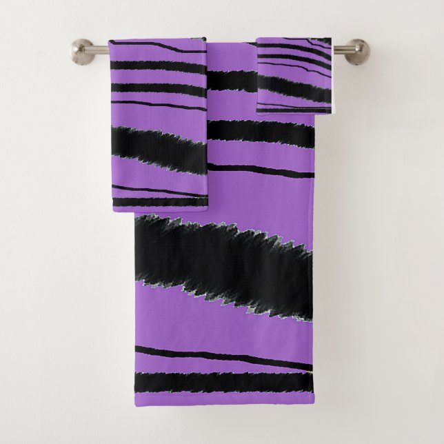 Conjunto De Toalhas Presente com Estampa de Animal Preto Violeta  (Insitu)