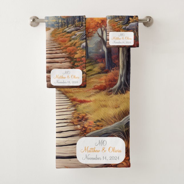 Conjunto De Toalhas Presente de Casamento de Caminho da Floresta de ou (Insitu)