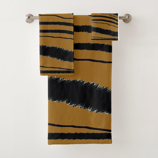 Conjunto De Toalhas Presente de Estampa de Animal Marrom Preto (Insitu)