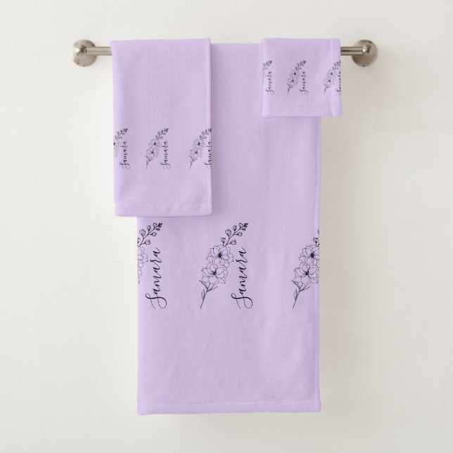 Conjunto De Toalhas Presente de Flor de Nascimento Delfinium de julho  (Insitu)