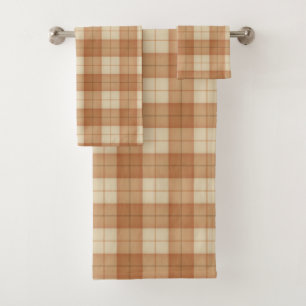 Conjunto De Toalhas Presente Elegante Brown Tartan