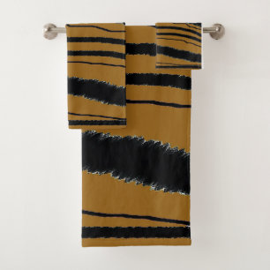 Conjunto De Toalhas Presente para impressão de animais pretos castanho