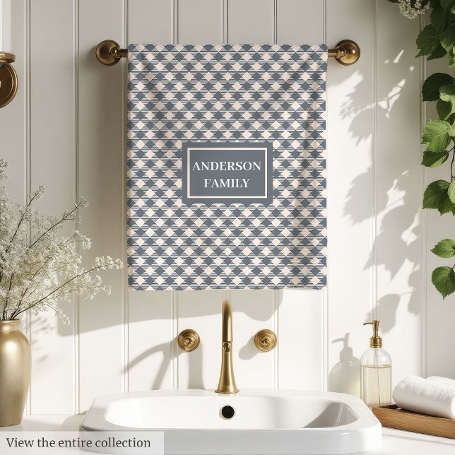 Conjunto De Toalhas Presente Personalizado Xadrez Cinza Clássico para  (Classic Grey Tartan Personalized Family Gift Bath Towel Set)
