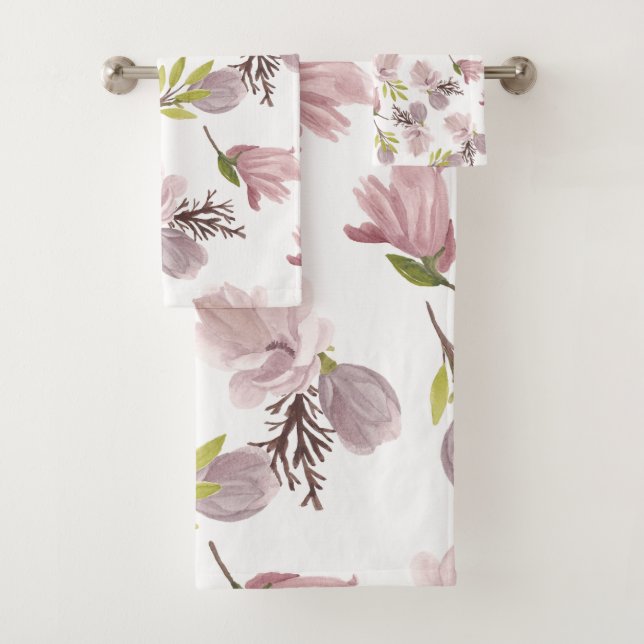 Conjunto De Toalhas Presente romântico para seu padrão de flor de aqua (Insitu)