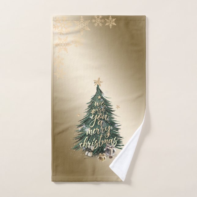 Conjunto De Toalhas Presentes de Árvore de Natal Pinheiro Estrelas Flo (Toalha de mão)