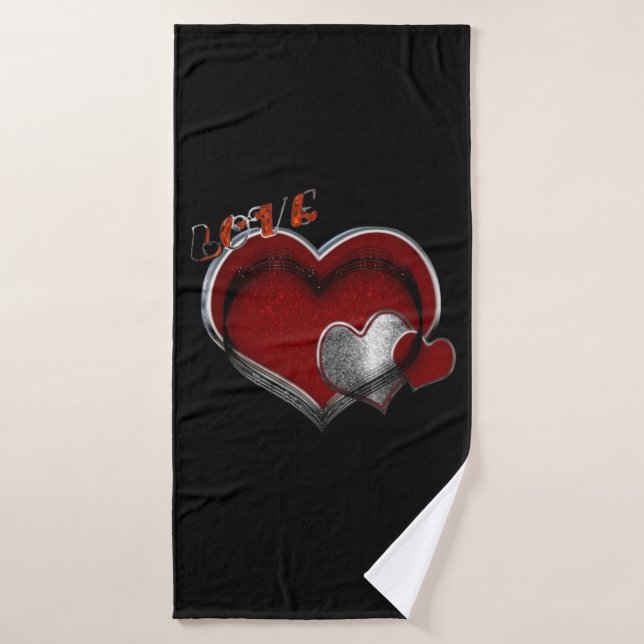 Conjunto de Toalhas Pretas do Coração (Toalha de Banho)