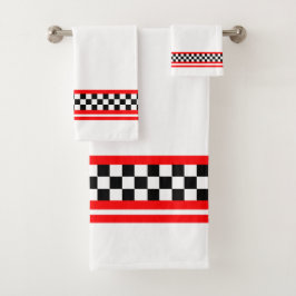 Conjunto De Toalhas Preto, Branco E Vermelho, Acentos,