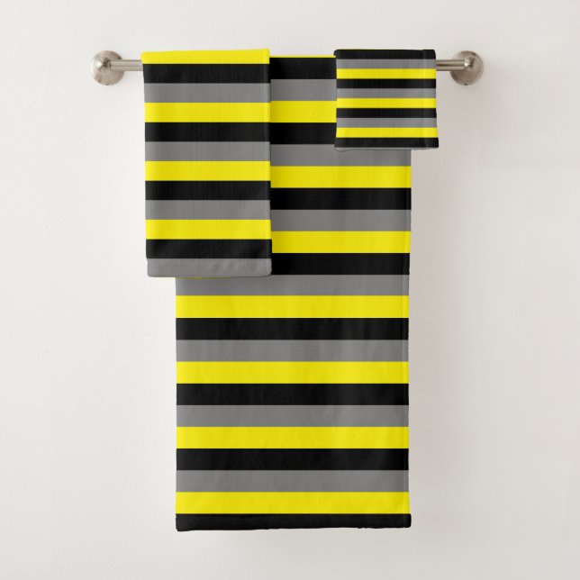 Conjunto De Toalhas Preto, cinza de carvão vegetal e listras do (Insitu)