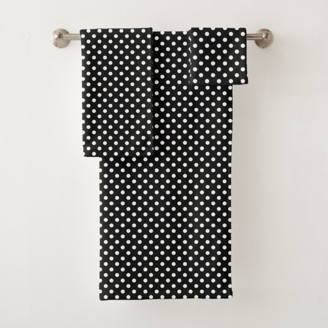 Conjunto De Toalhas Preto com pontos brancos (Insitu)