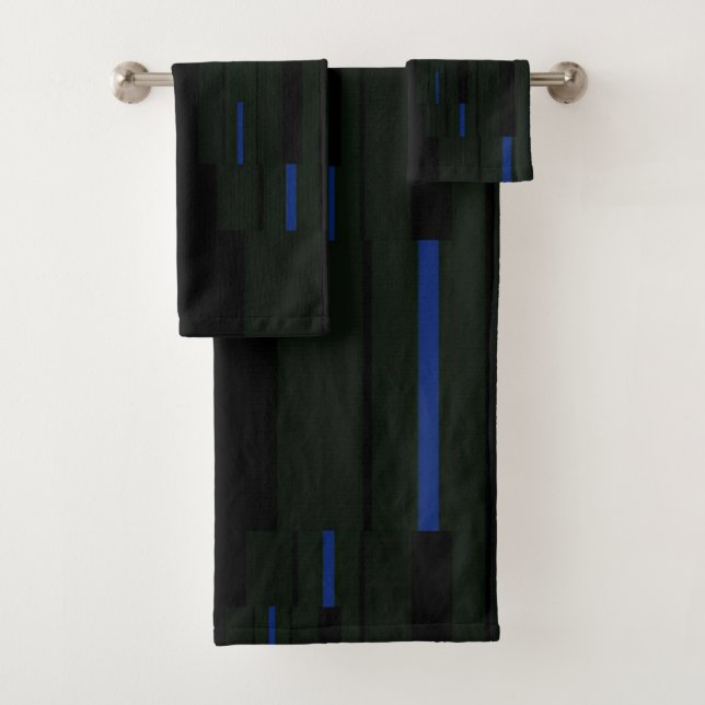 Conjunto De Toalhas Preto e Azul (Insitu)