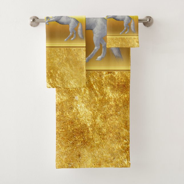 Conjunto De Toalhas Preto e branco Cavalo que luta (Insitu)