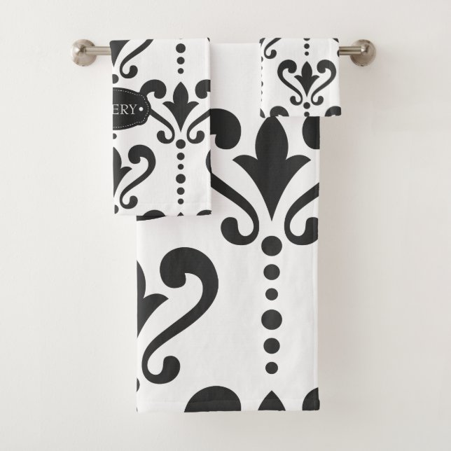 Conjunto De Toalhas Preto e branco de luxo personalizado (Insitu)